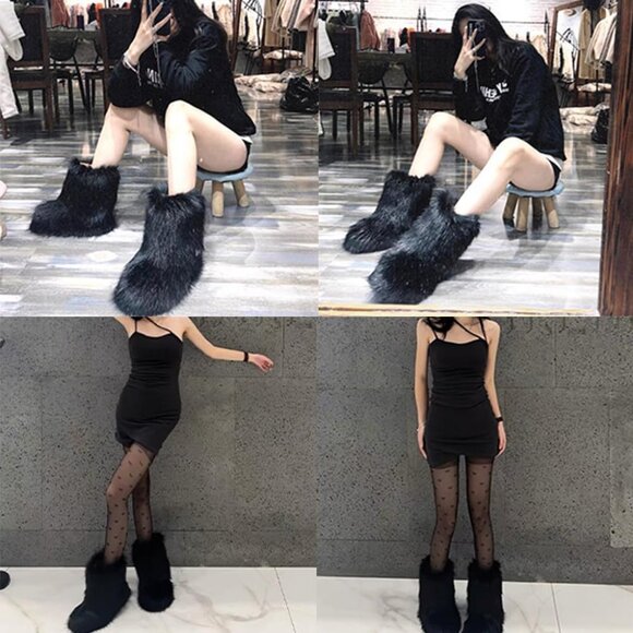 New Winter Furry Snow Boots for Women - Black, Size 6 Wide - Picture 6 of 8